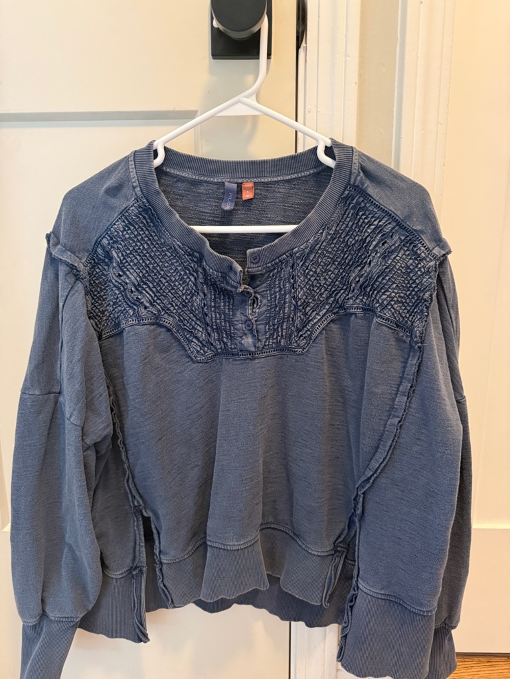 Pilcro Blue Textured Henley Pullover